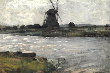 Piet Mondriaan - Oostzijdse mill viewed from dock at Landzicht farm - A343 - Piet Mondrian, catalogue raisonné