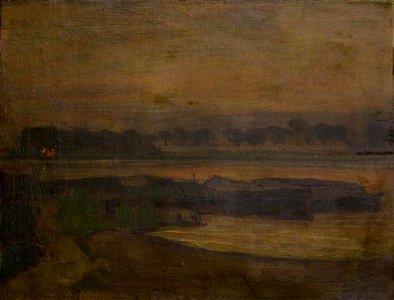 Piet Mondriaan - On Ouderkerkerdijk near the Omval in the evening II - A529 - Piet Mondrian, catalogue raisonné