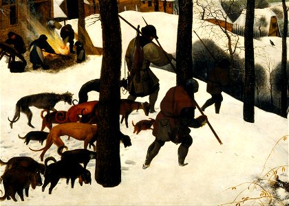 Pieter Bruegel the Elder - Hunters in the Snow (Detail, Hunters). Free illustration for personal and commercial use.