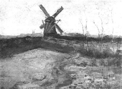 Piet Mondriaan - Windmill with church towers in the distance - A280 - Piet Mondrian, catalogue raisonné