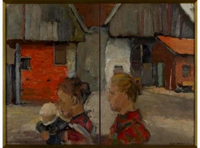 Piet Mondriaan - Rear gables of farm buildings with figures - 1001562 - Kunstmuseum Den Haag