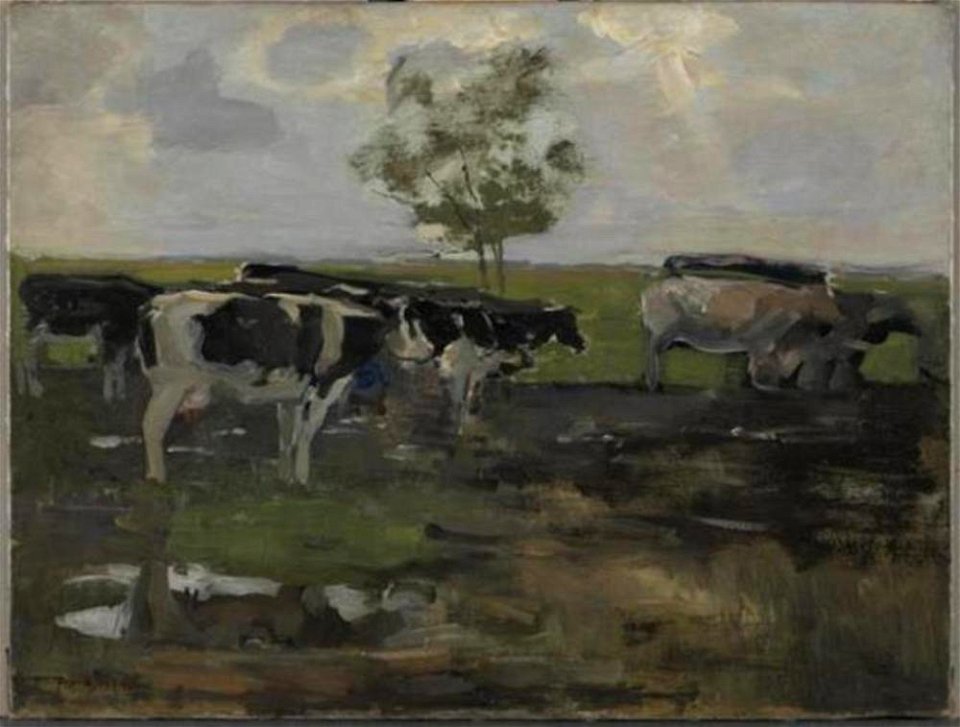 Piet Mondriaan - Cows in a meadow with tree - 0334236 - Kunstmuseum Den Haag
