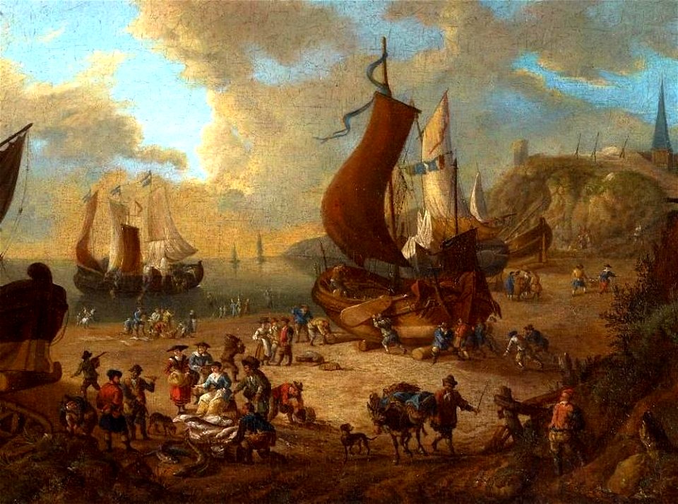 Pieter Bout - Selling Fish at the Beach of Scheveningen