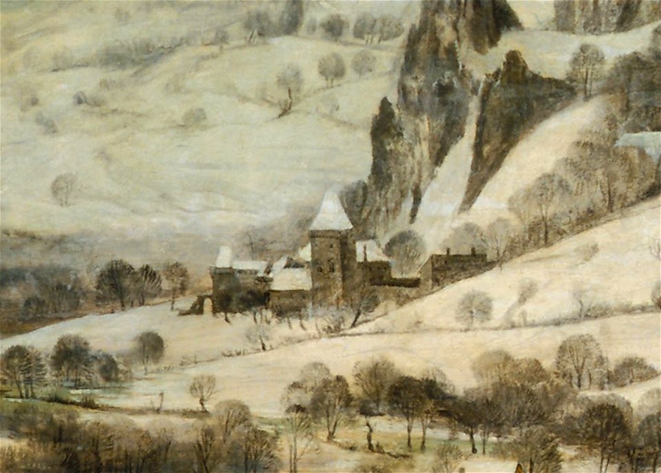 Pieter Bruegel the Elder - Hunters in the Snow (Detail, Castle)