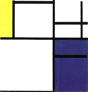 Piet Mondriaan - Composition with yellow, blue, and blue-white - B143 - Piet Mondrian, catalogue raisonné. Free illustration for personal and commercial use.