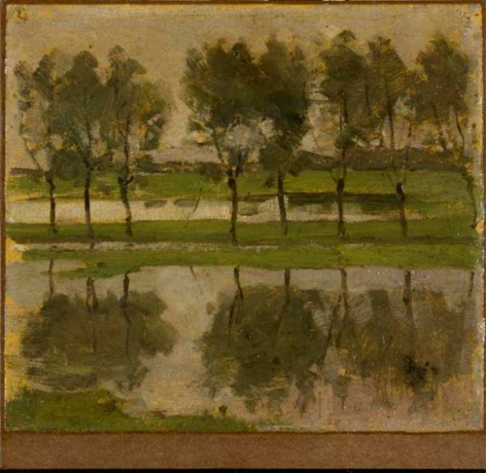 Piet Mondriaan - Row of eight young willows reflected in the water - 0333466 - Kunstmuseum Den Haag