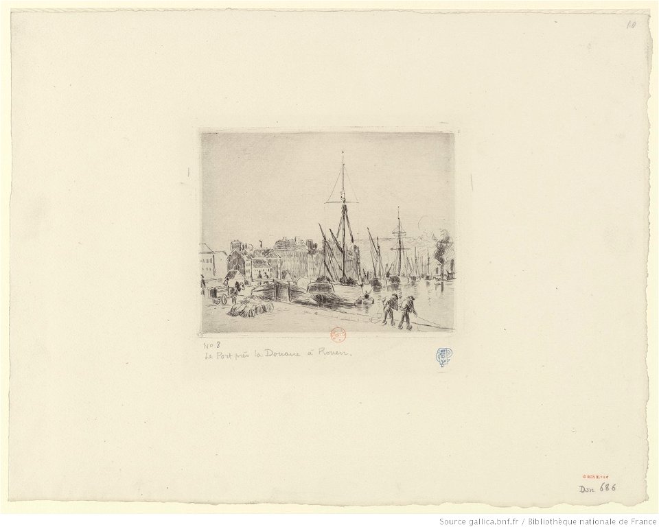 Pissarro - Le port près la douane à Rouen, 2e état, btv1b69551412