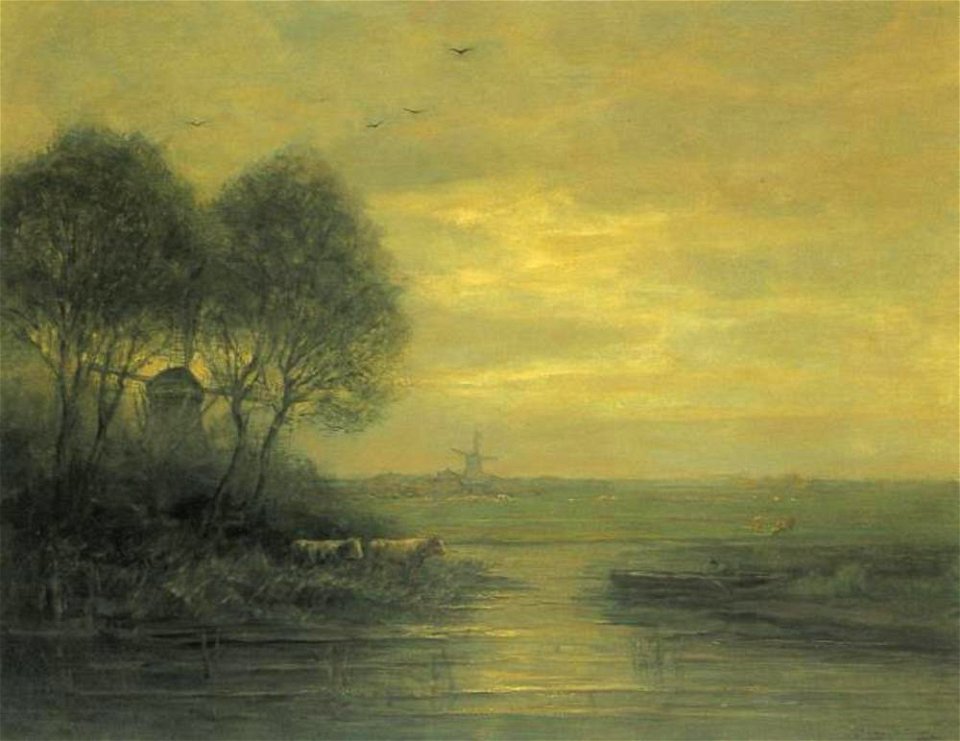 Piet Mondriaan - Panoramic sunset with two windmills - A421 - Piet Mondrian, catalogue raisonné