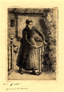 Pissarro - Femme à la barrière, WA1952.6.601