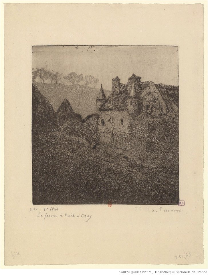 Pissarro - La ferme à Noël, Osny, 2e état, btv1b69551501