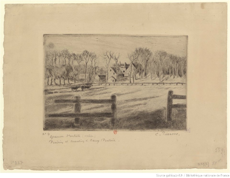 Pissarro - Prairie et moulin, à Osny, 6e état, btv1b6955163n