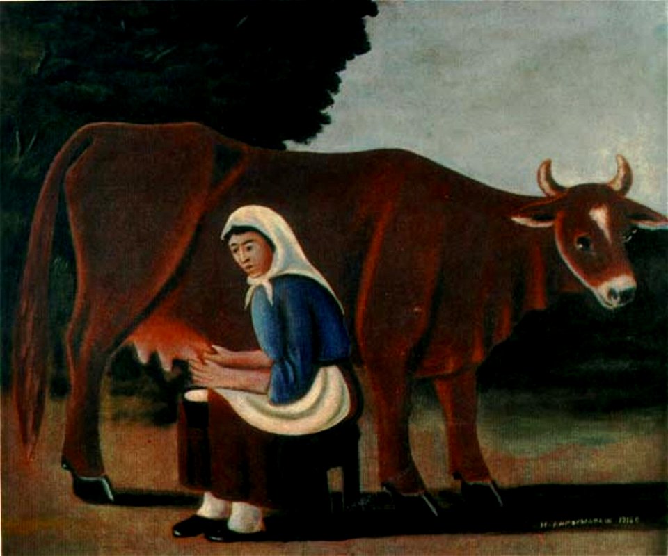 Pirosmani. Woman Milking a Cow