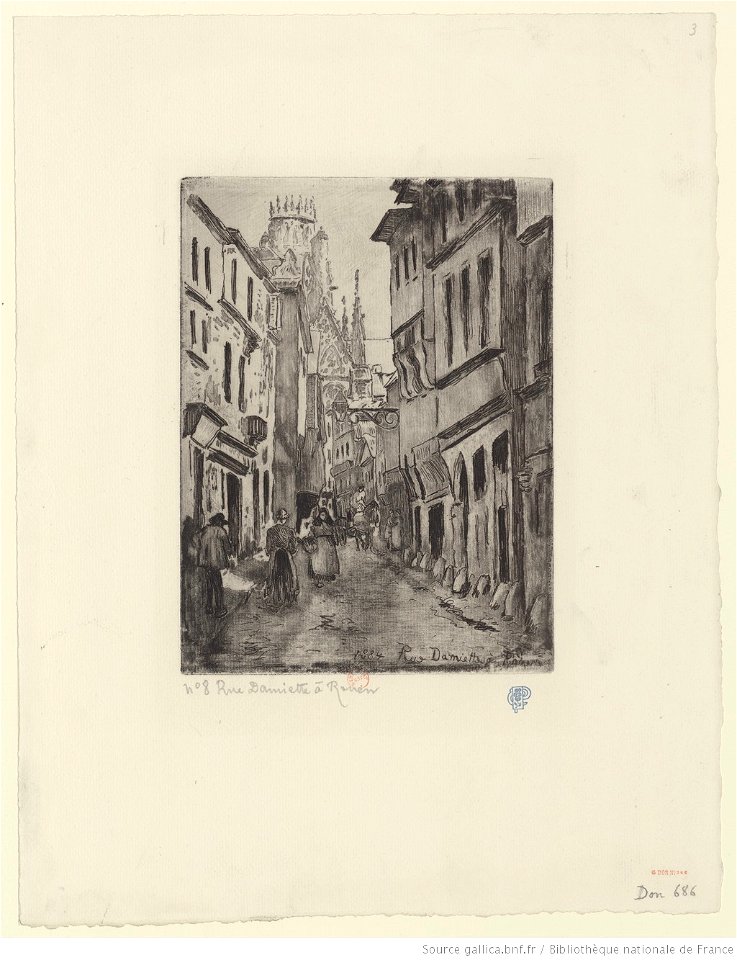 Pissarro - Rue Damiette, à Rouen, 2nd état, btv1b69551538