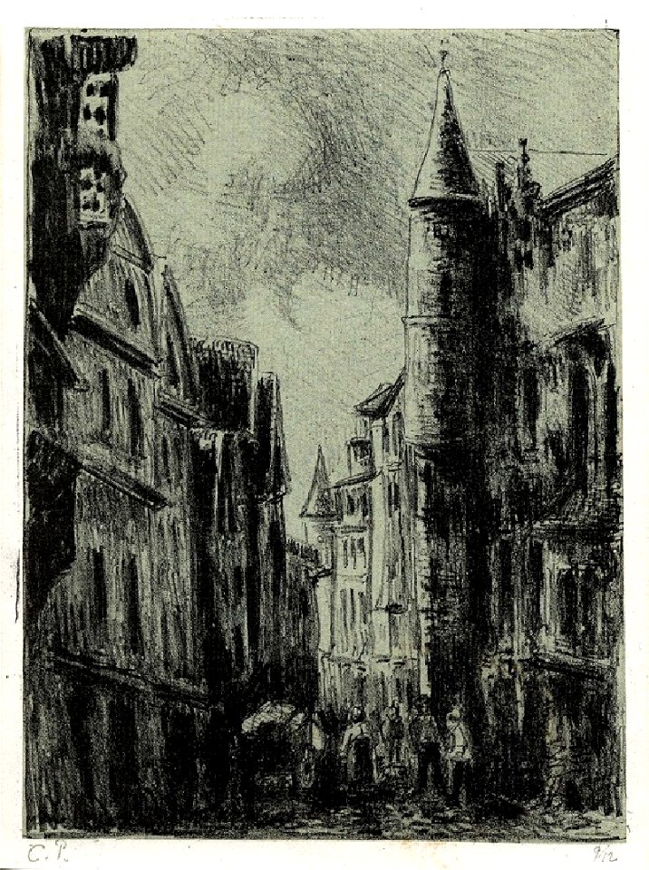 Pissarro - Rue St Romain, à Rouen, 4e plance, WA1952.6.688