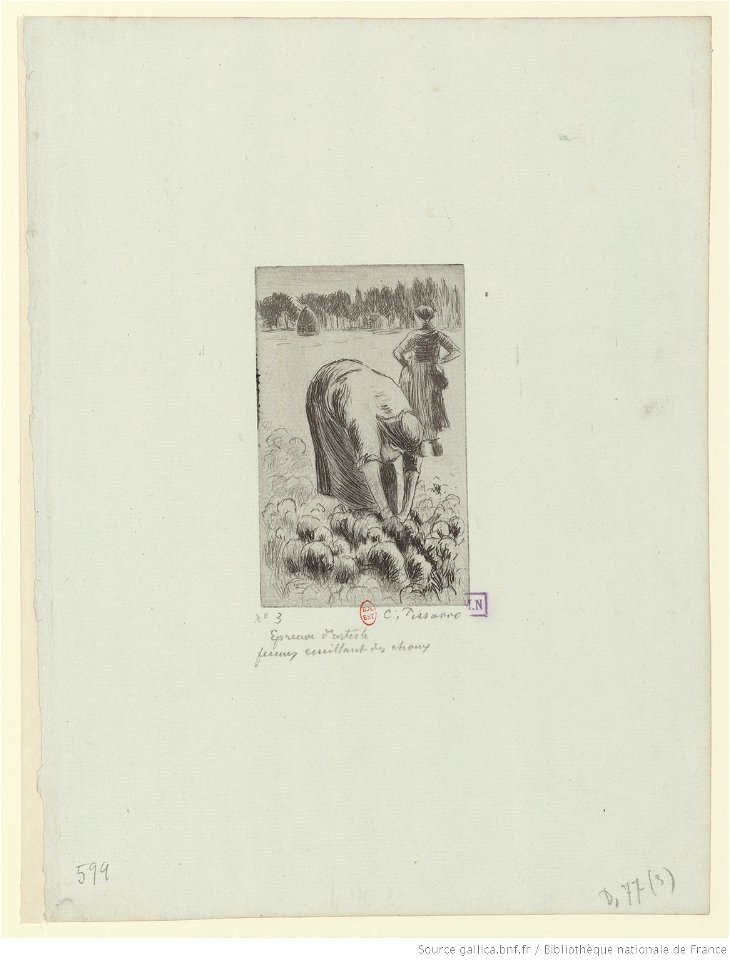 Pissarro - Femme cueillant des choux, 3e état, btv1b6955200g