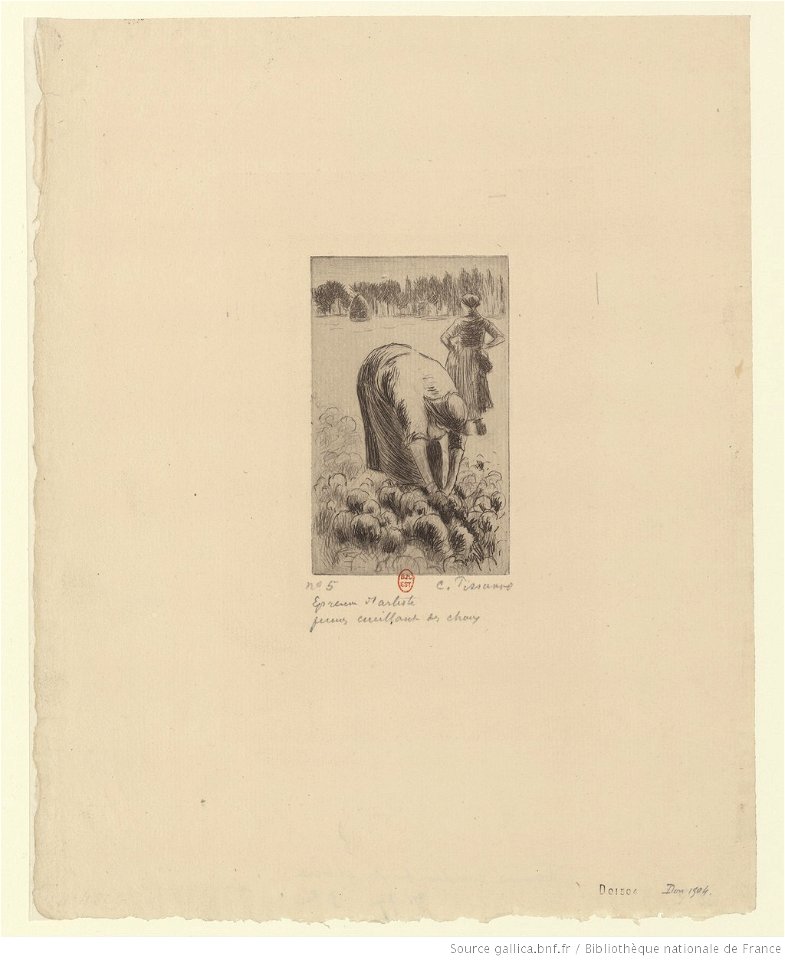 Pissarro - Femme cueillant des choux, 3e état, btv1b6955201w