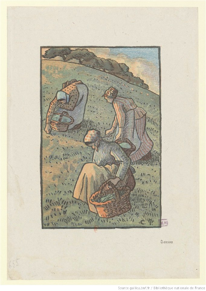 Pissarro - Femmes cueillant de l'herbe, btv1b69553017