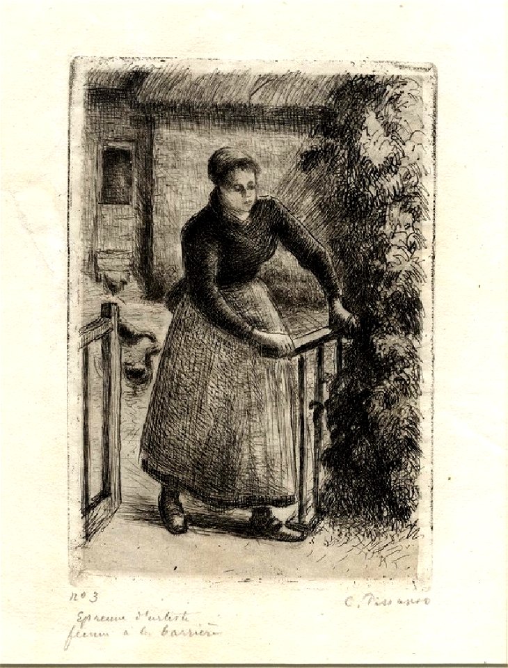 Pissarro - Femme à la barrière, WA1952.6.599