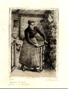 Pissarro - Femme à la barrière, WA1952.6.599