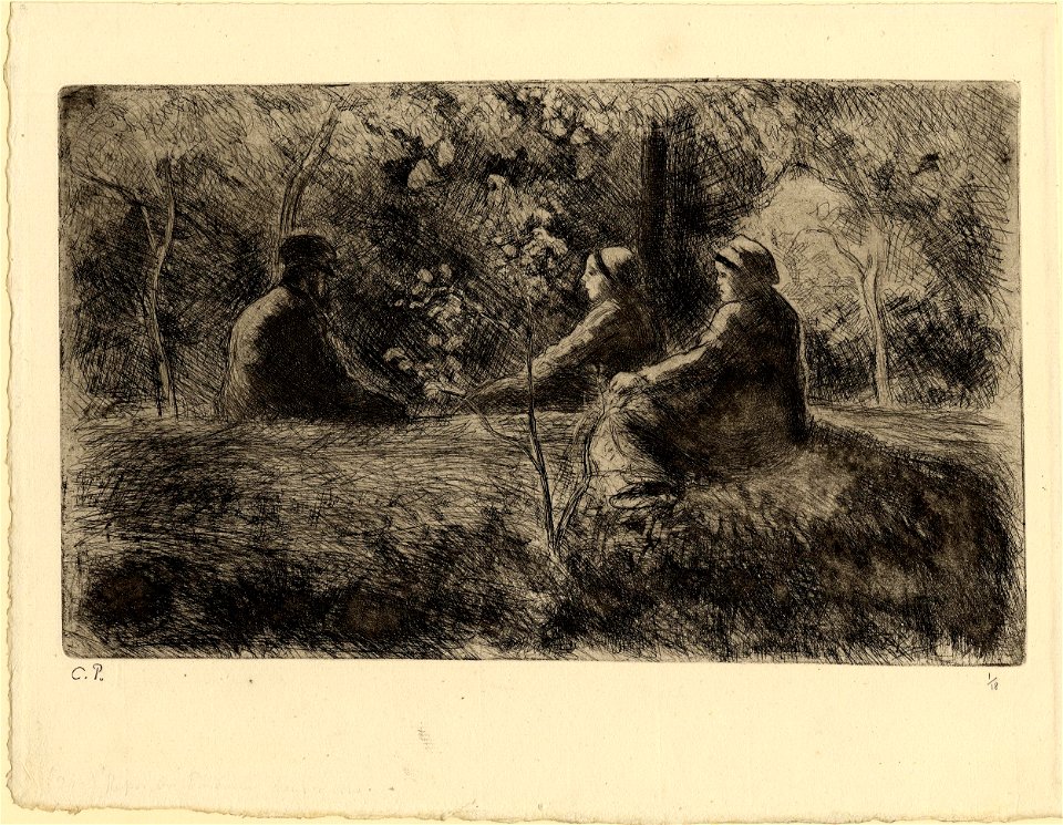 Pissarro - Repos du dimanche dans le bois (Sunday rest in the wood), 1924,0512.25