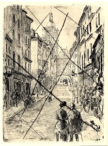 Pissarro - Rue du Gros-Horloge, à Rouen, WA1955.54.36
