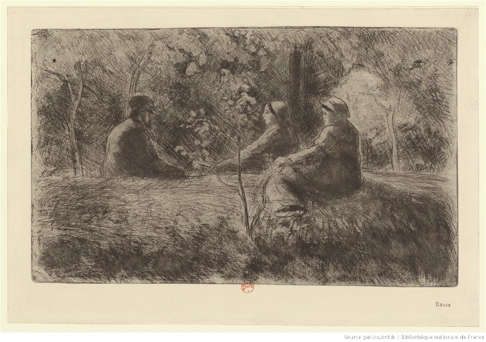 Pissarro - Repos du dimanche dans le bois, 3e état, btv1b6955237h