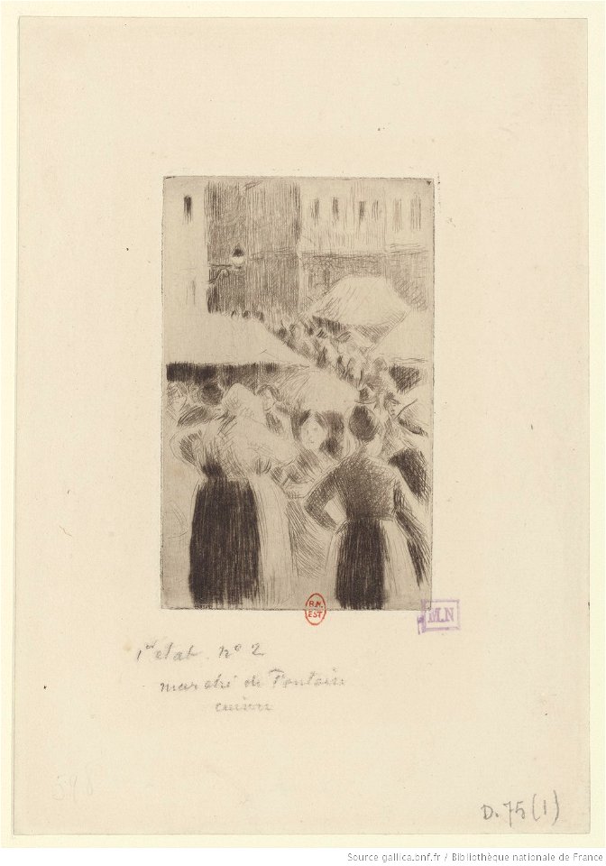 Pissarro - Marché de Pontoise, 1er état, btv1b6955193s