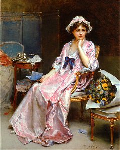 Raimundo Madrazo - The Reluctant Mistress. Free illustration for personal and commercial use.