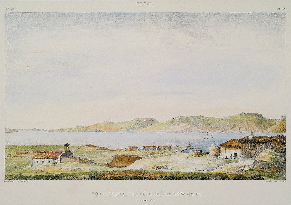 Port de'Eleusis et côte de l'ile de Salamine - Rey Etienne - 1867