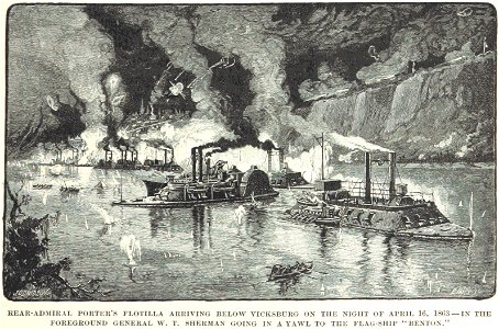 Porter's flotilla below Vicksburg. Free illustration for personal and commercial use.