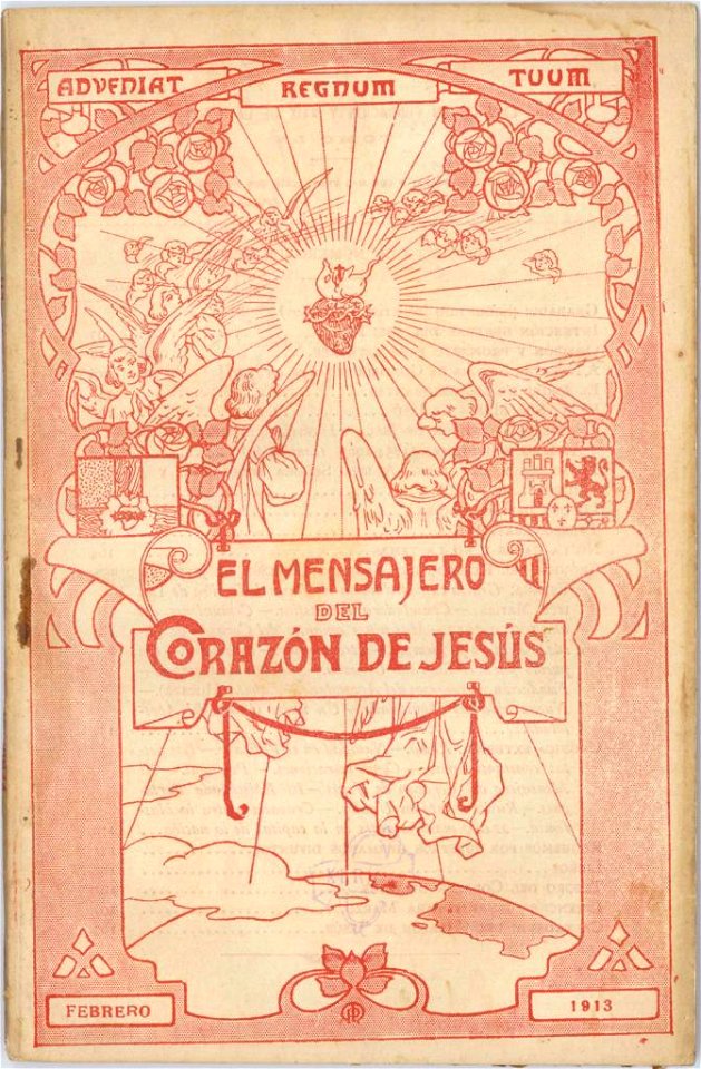 Portada El Mensajero del Corazón de Jesús, Febrero 1913, por Mariano Pedrero. Free illustration for personal and commercial use.
