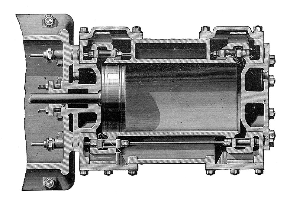 Porter-Allen cylinder and valves, sectioned (New Catechism of the Steam Engine, 1904)