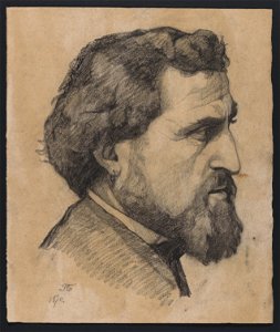 Portrait d'homme barbu, de profil côté droit, un anneau à l'oreille 1870 drawing by Jean-François Taelemans, R-2009-26301, Prints Department, Royal Library of Belgium