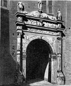 Porta del Tribunale di Piacenza già palazzo dei Landi-Pietra (xilografia)