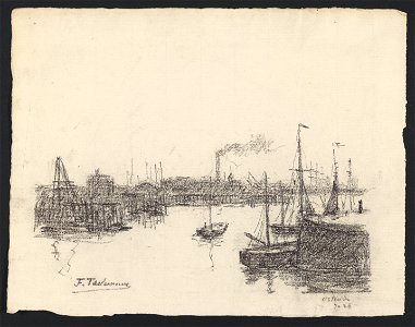 Port d'Ostende 1928 drawing by Jean-François Taelemans, R-2009-26390, Prints Department, Royal Library of Belgium