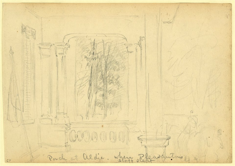 Porch at Aldie, where Pleasontons staff slept LCCN2004660574