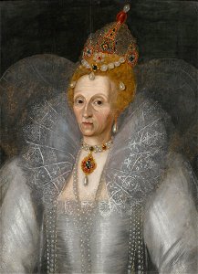 Portrait of Queen Elizabeth I of England (1533–1603), by After Marcus Gheeraerts the Younger. Free illustration for personal and commercial use.