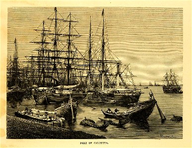 Port of Calcutta, from Le Tour du Monde, 1874. Free illustration for personal and commercial use.