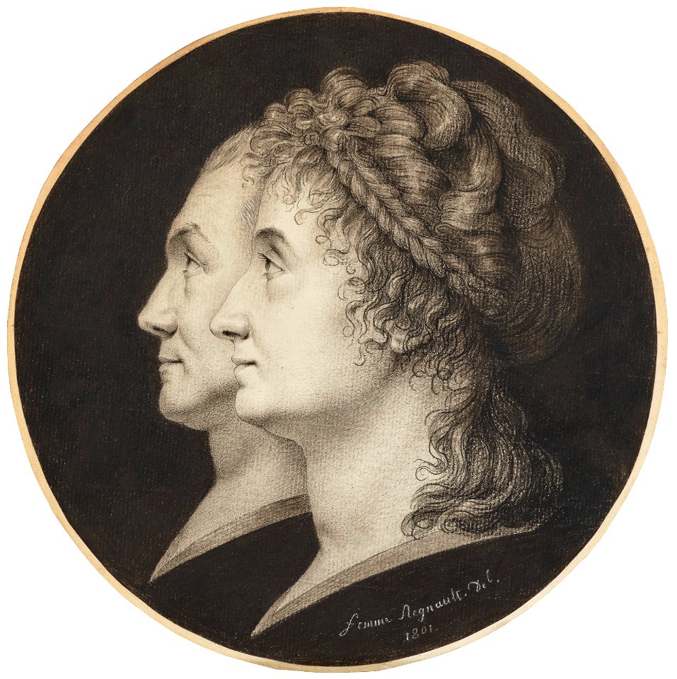Portraits of Jean-François Heurtier and Marie-Victorie Heurtier in profile, by Sophie Regnault