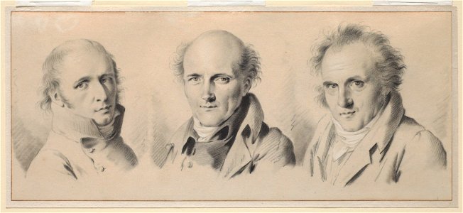 Portraits of Charles Percier, Pierre-Francois Leonard Fontaine, and Charles-Louis Bernier (Clark 2005.10.3). Free illustration for personal and commercial use.