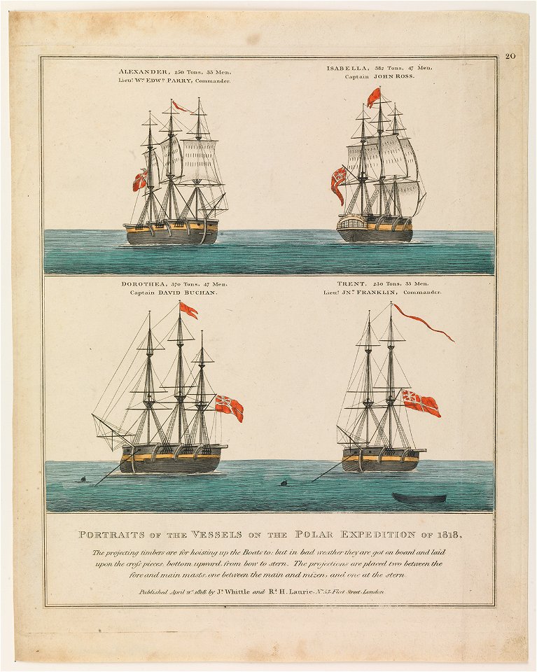 Portraits of the vessels on the Polar Expedition of 1818. Alexander Isabella Dorothea Trent RMG S0247