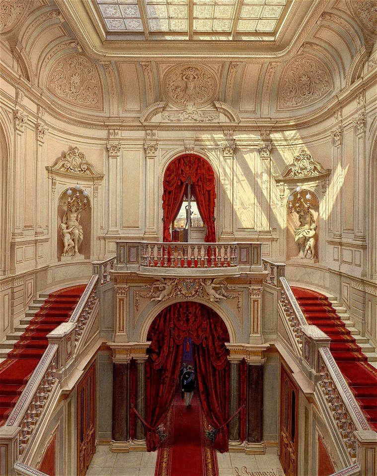 Premazzi. Mansion of Baron Stieglitz. Main Staircase (2). 1871