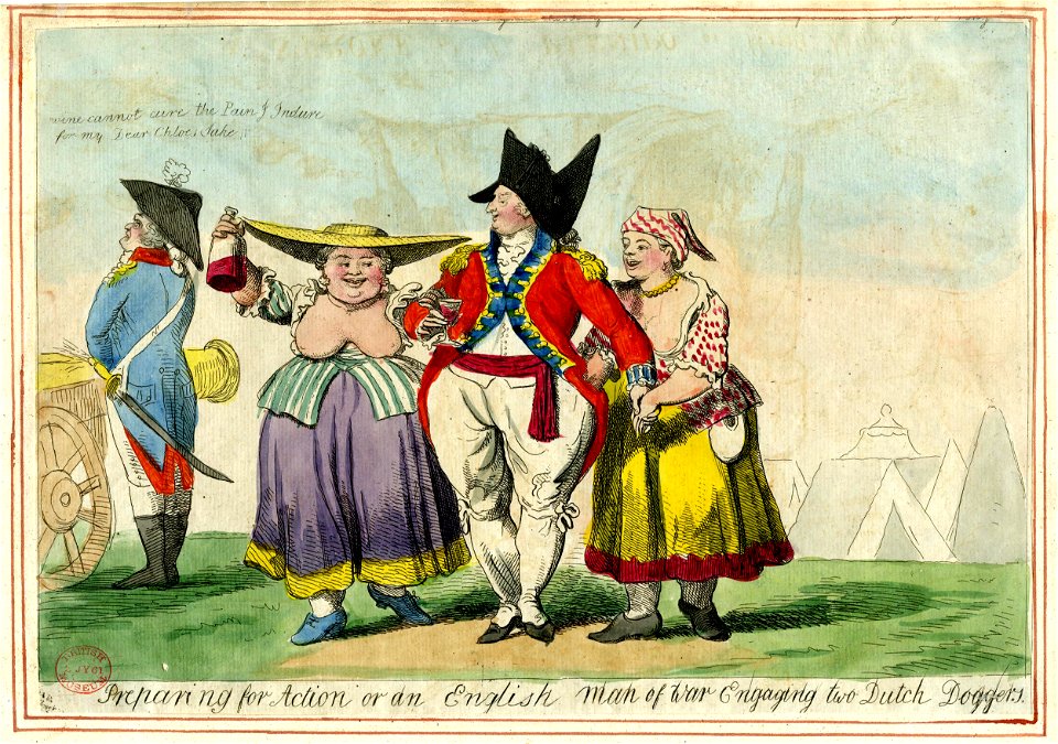 Preparing for action or an English man of war engaging two Dutch doggers (BM 1935,0522.8.90)