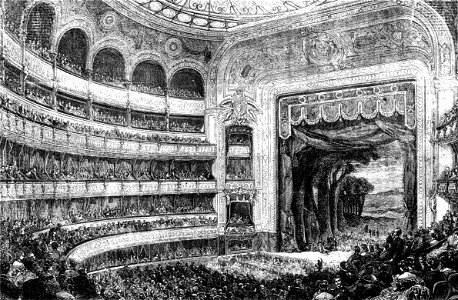 Press illustration of the interior of the Théâtre Lyrique (Place du Châtelet) during 'Don Quichotte' 1869 - NGO 3p872