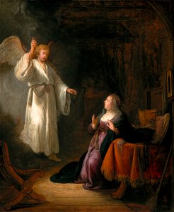 Rembrandt Harmensz van Rijn - The Annunciation - 09.13 - Detroit Institute of Arts. Free illustration for personal and commercial use.