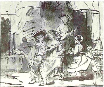 Rembrandt The Prodigal Son in the Tavern. Free illustration for personal and commercial use.
