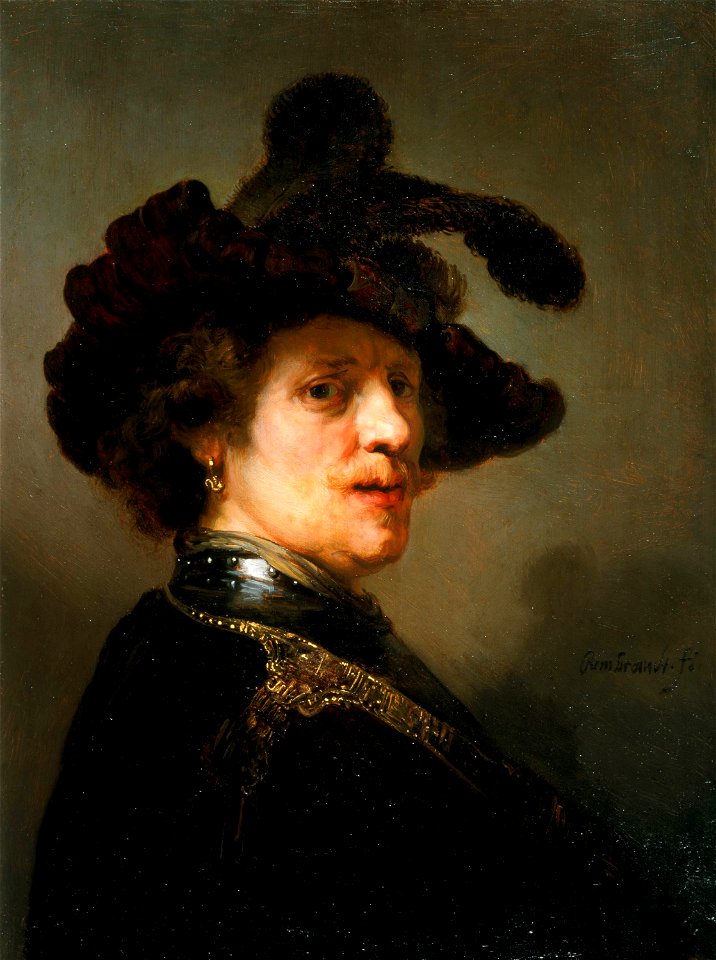 Rembrandt Bust of a Man with Plumed Cap