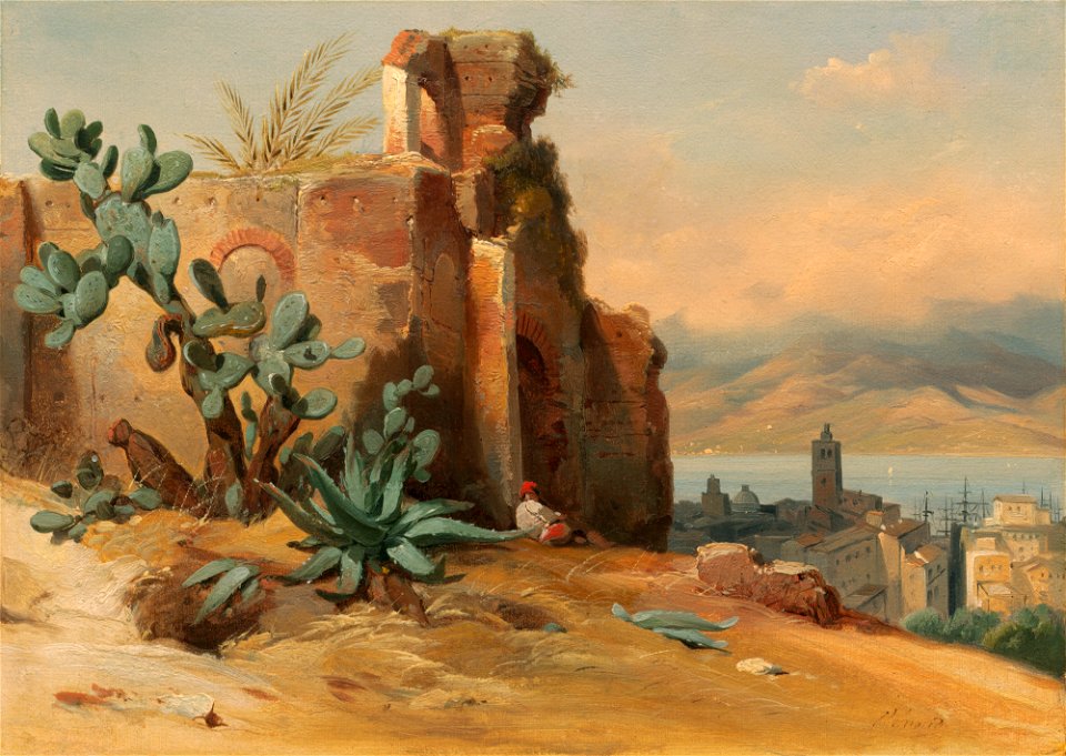 Jean-Charles Joseph Rémond - Ruines antiques audessus de Messine (1842)