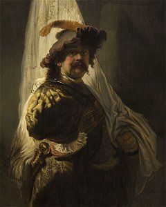 Rembrandt follower - The Flag Bearer. Free illustration for personal and commercial use.