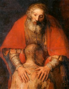 Rembrandt Harmensz. van Rijn - The Return of the Prodigal Son - Detail Father Son. Free illustration for personal and commercial use.